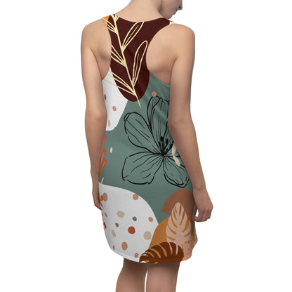 Boho Abstract Racerback Dress for Women Summer Boho All Over Print Dress Gift for Women Bohemian Style White Summer Dress