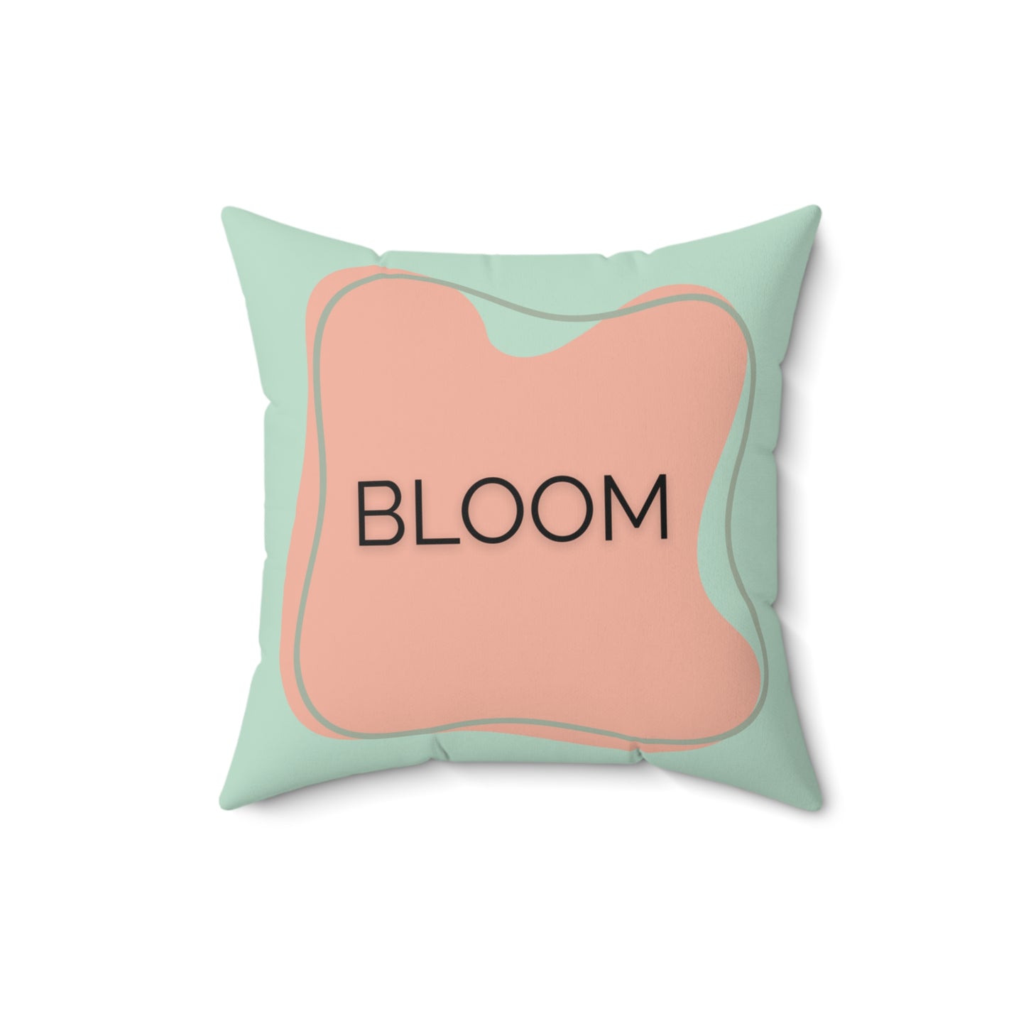 Bloom Throw Pillow  Peach and Sage Growth Accent Cushion Inspirational Word Decor for Home, Therapy Office, or Teen Space