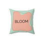 Bloom Throw Pillow  Peach and Sage Growth Accent Cushion Inspirational Word Decor for Home, Therapy Office, or Teen Space