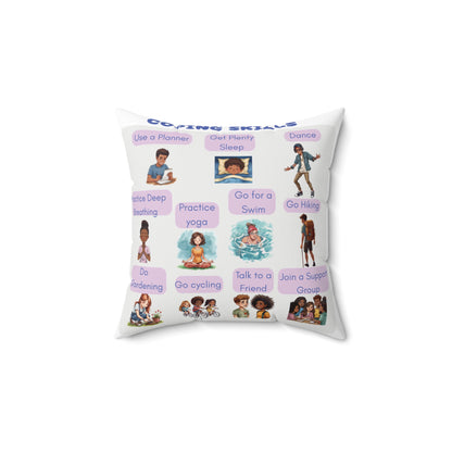 Coping Skills Throw Pillow Double-Sided Design Therapy Office Decor Supportive Space Collection Classroom Support Emotional Regulation