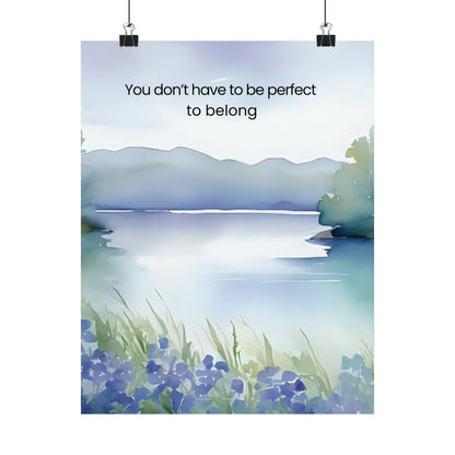 You Don’t Have to Be Perfect to Belong Wall Art Calming Acceptance Poster Therapy Office Decor Neurodiverse Affirmation Print Counseling Room Mindfulness Art