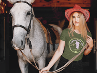 Western Cowgirl T Shirt for Women Equestrian Tee for Horse Lovers Western Shirt Texas American Fashion Cowgirl Lady Silhouette Shirt