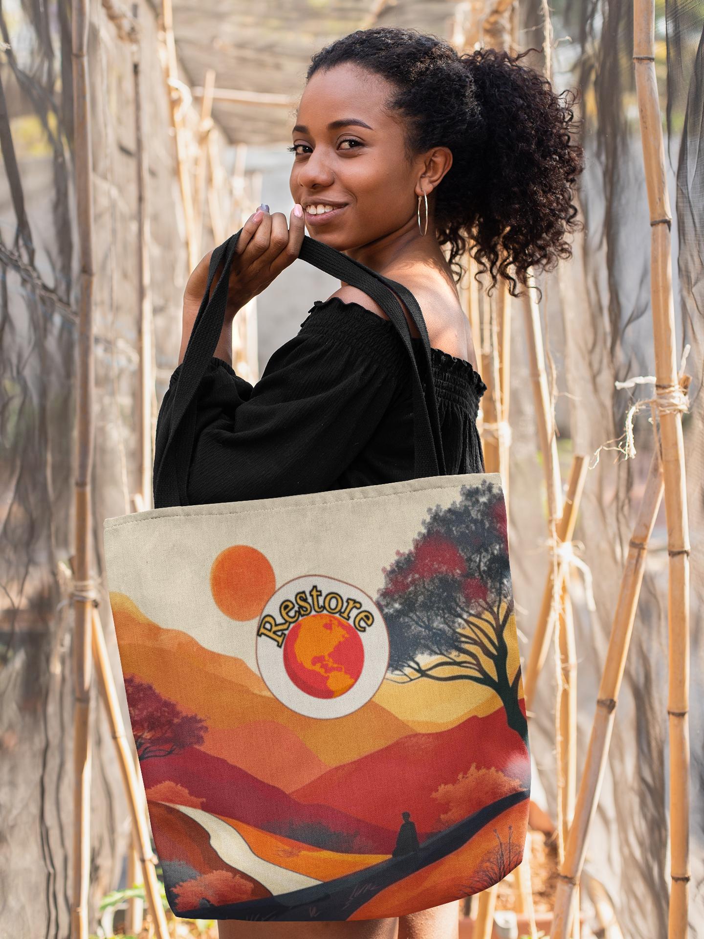 Eco-Friendly Earth Day Reusable Nature Tote Sustainable Planet Protector Lifestyle Gift High Quality Tote Bag Restore The Earth Message