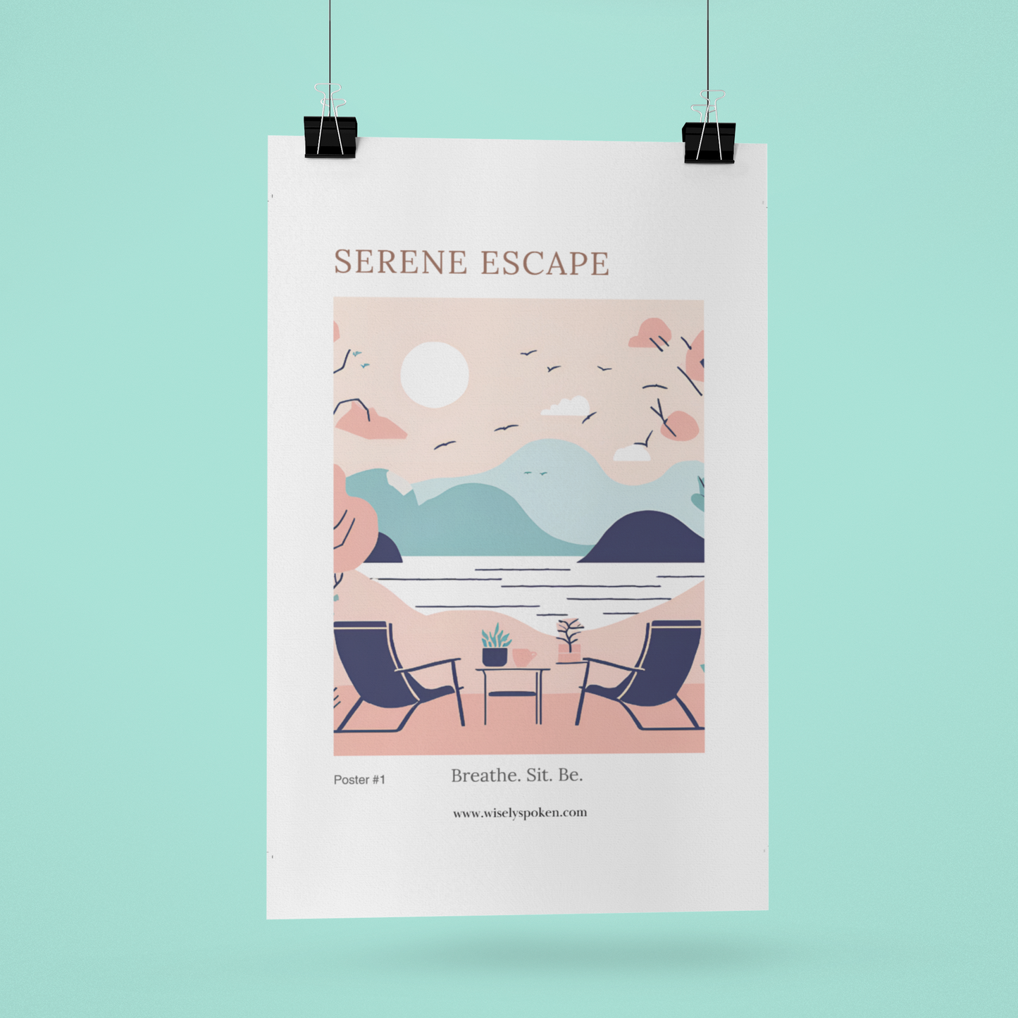 Modern Minimalist Couples Wall Art Print Serene Escape Self-Care Coastal Home Decor for Cozy Nooks Poster for Relaxation Mindful Decor