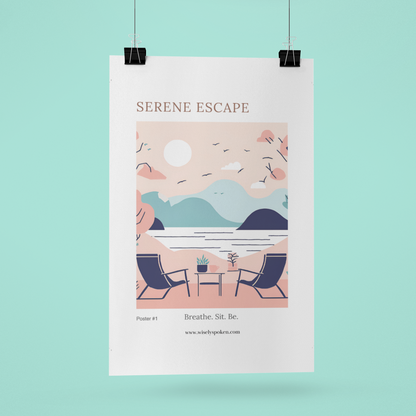 Modern Minimalist Couples Wall Art Print Serene Escape Self-Care Coastal Home Decor for Cozy Nooks Poster for Relaxation Mindful Decor