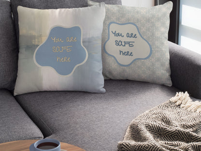 You Are Safe Here Pillow Calming Decor for Neurodiverse & Therapy Spaces Calming Reminder Mental Health Cushion Wellness Gift