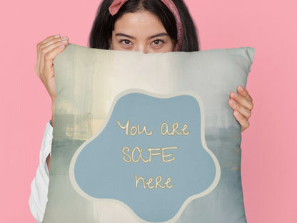 You Are Safe Here Pillow Calming Decor for Neurodiverse & Therapy Spaces Calming Reminder Mental Health Cushion Wellness Gift