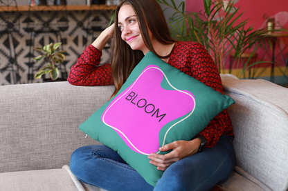 Bloom Throw Pillow Purple and Teal Motivational Accent Cushion for Teens Therapy Rooms  and Creative Spaces Calming Accent Pillow