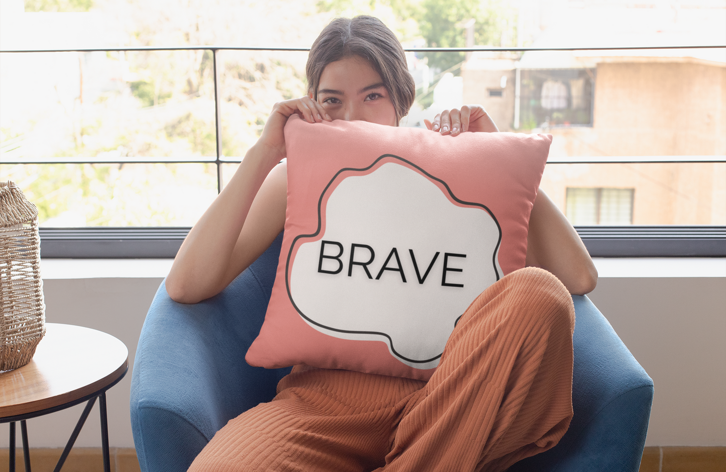 Brave Inspirational Throw Pillow Modern Minimalist Accent Cushion for Therapy Offices Teen Rooms  and Calm Home Spaces Wellness Gift