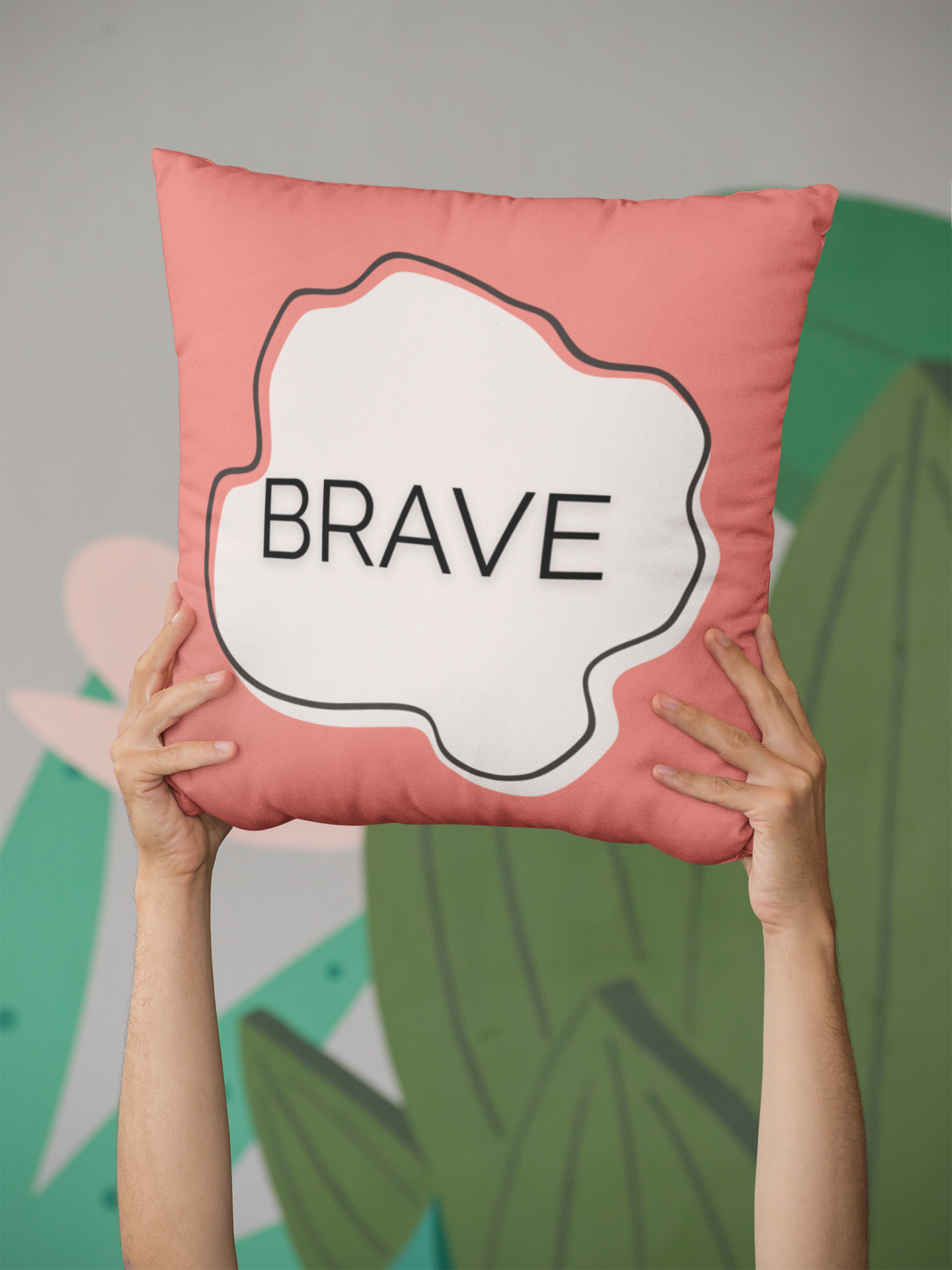 Brave Inspirational Throw Pillow Modern Minimalist Accent Cushion for Therapy Offices Teen Rooms  and Calm Home Spaces Wellness Gift