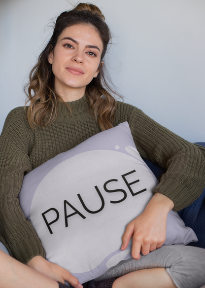 Pause Throw Pillow  Soft Lavender Mindfulness Accent for Therapy Rooms Calm Corners and Supportive Spaces School Calm Corner Pillow