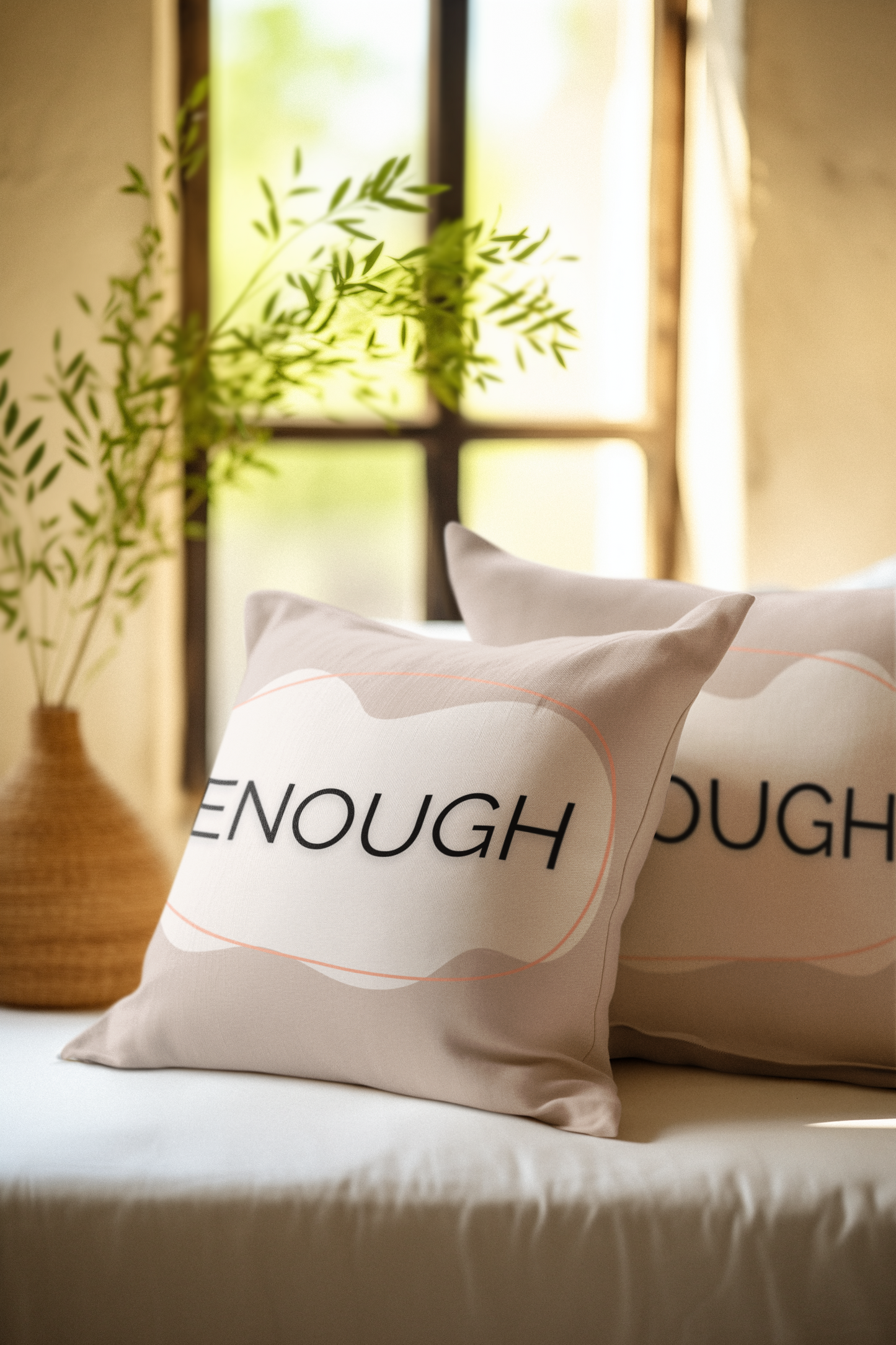 Enough Throw Pillow Neutral Affirmation Pillow for Therapy Rooms Calming Corners  and Supportive Spaces Therapy Office Decor