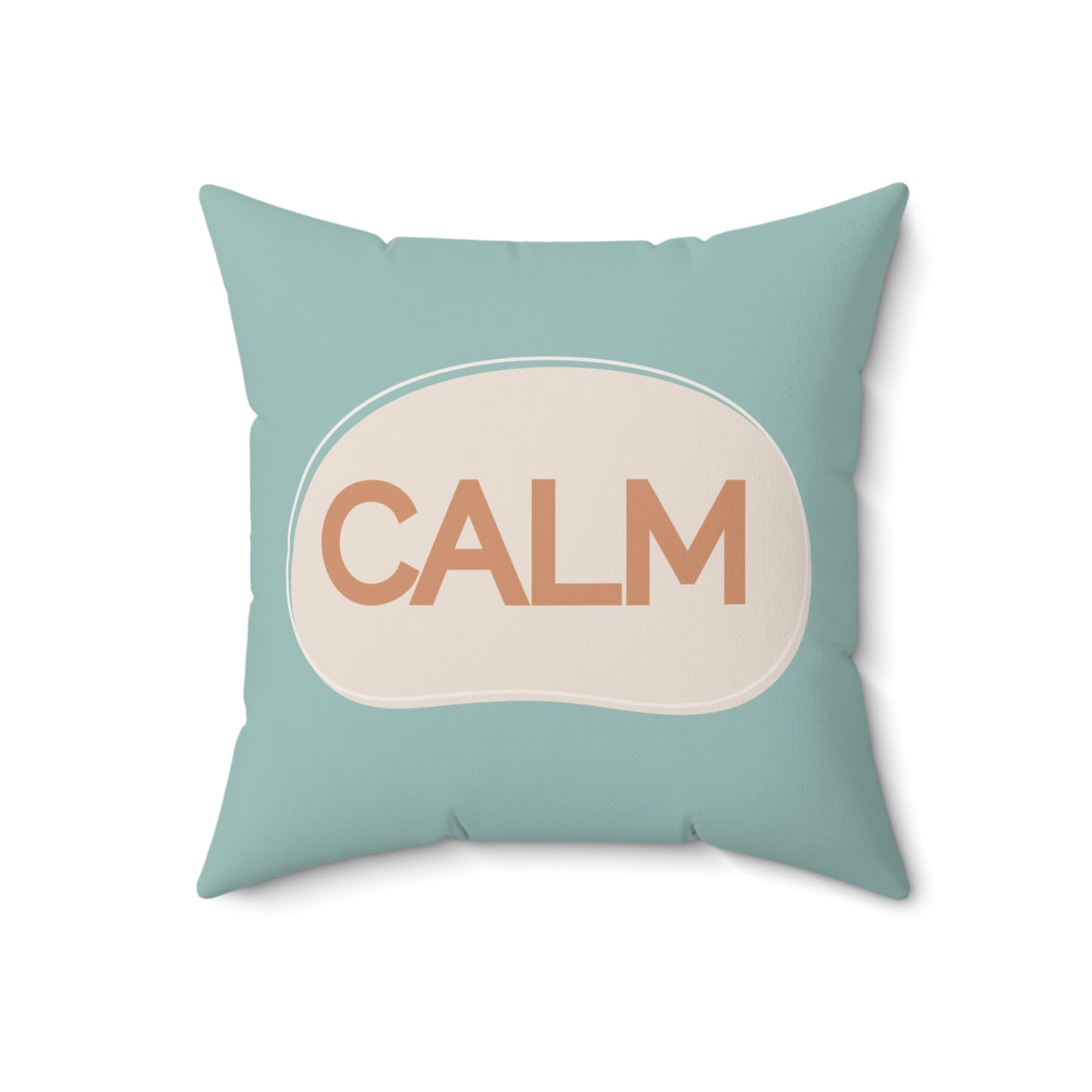 Calm Throw Pillow  Soft Teal and Cream Accent Cushion Modern Minimal Word Pillow Therapy Room or Home Decor Calming Accent Cushion