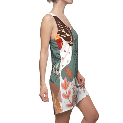 Boho Abstract Racerback Dress for Women Summer Boho All Over Print Dress Gift for Women Bohemian Style White Summer Dress