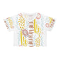 Womens Crop Tee All Over Print Boho Top for Women White Abstract All-Over Print Women's Crop T-Shirt Artistic Summer Top Colorful Graphic Crop Tee