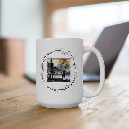 Adventure Mug For Couples New Relationships Watercolor Outdoor Scene for Hikers Campers Nature Lovers Coffee Mug For Hikers and Outdoor Lovers
