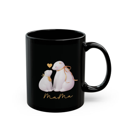 Black Mother's Day Mug Gift for Her Mama Bear Keepsake Mug Polar Bear and Cub Unique Coffee Mug Mom Gift for Birthday Sentimental Cup