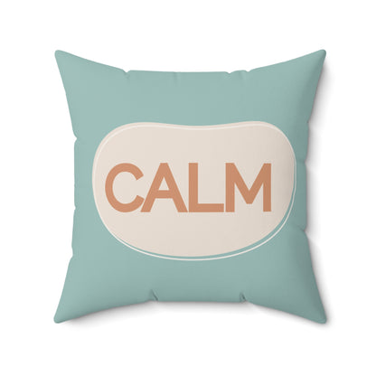 Calm Throw Pillow  Soft Teal and Cream Accent Cushion Modern Minimal Word Pillow Therapy Room or Home Decor Calming Accent Cushion