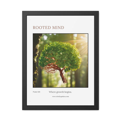 Rooted Mind Framed Wall Art Brain Tree Growth Print for Therapists, Counselors & Neurodiverse Spaces Inspirational Office Decor Gift