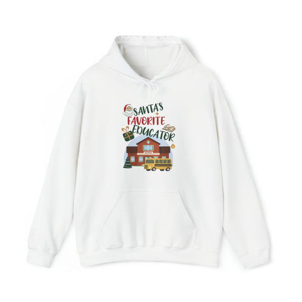 Educator Hoodie Teacher Christmas Sweatshirt Holiday School Fashion Teacher Christmas Gift Idea Santa's Favorite Educator School Bus Christmas Design