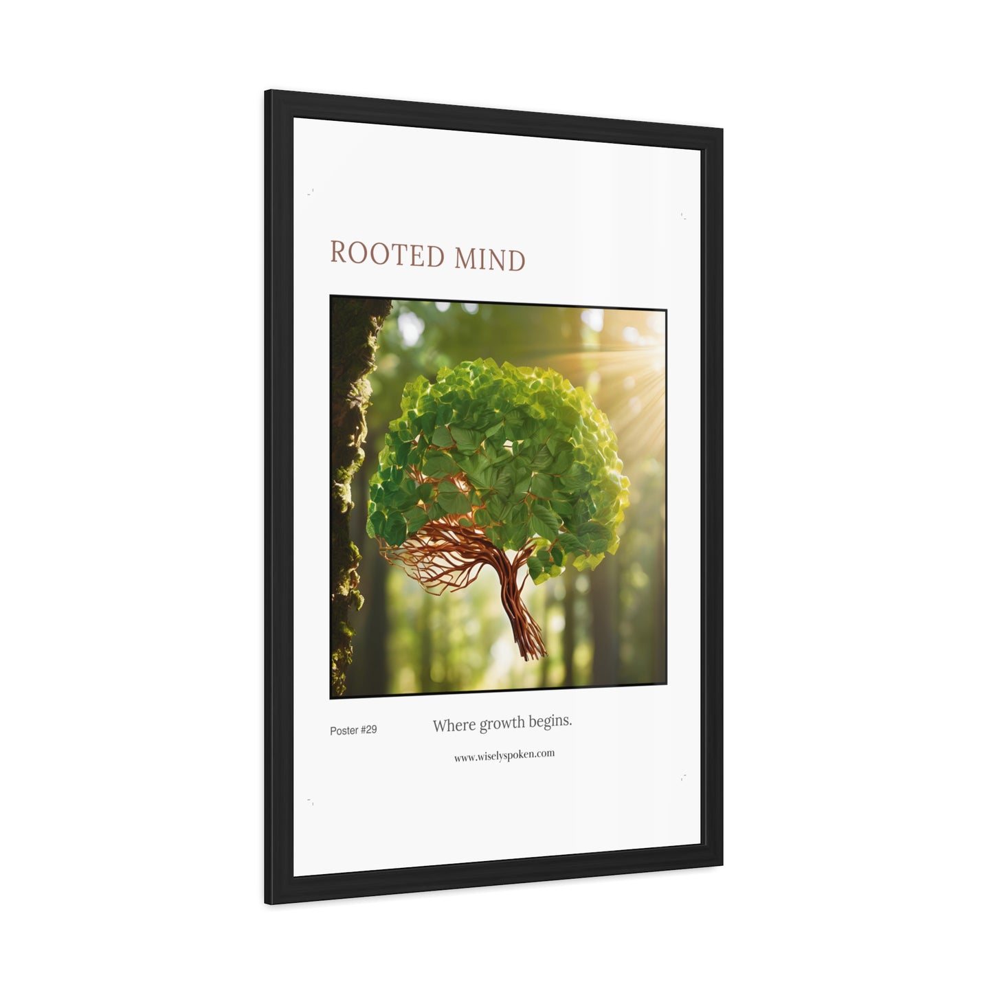 Rooted Mind Framed Wall Art Brain Tree Growth Print for Therapists, Counselors & Neurodiverse Spaces Inspirational Office Decor Gift