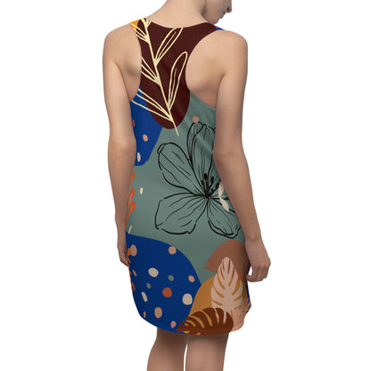 Boho Abstract Racerback Dress for Women Summer Boho All Over Print Dress Gift for Women Bohemian Style Royal Blue Summer Dress