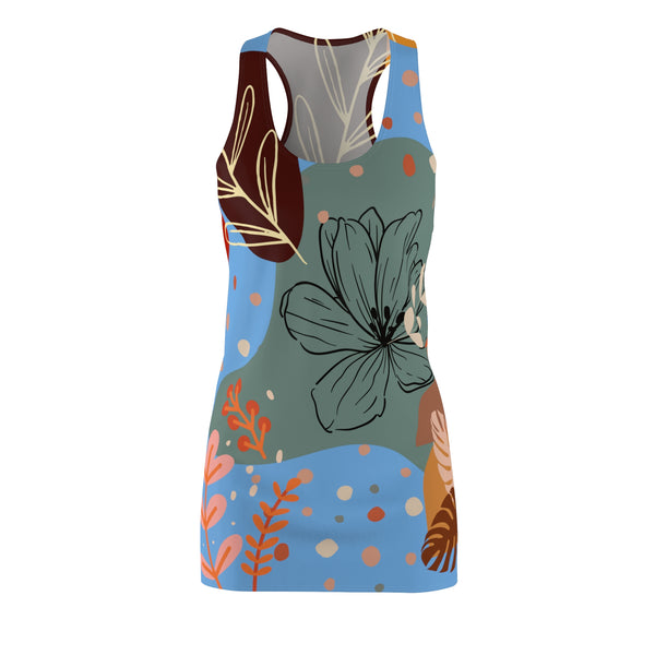 Boho Racerback Summer Dress for Women Abstract Boho All Over Print Dress Gift for Women Cottage Core Light Blue Summer Dress