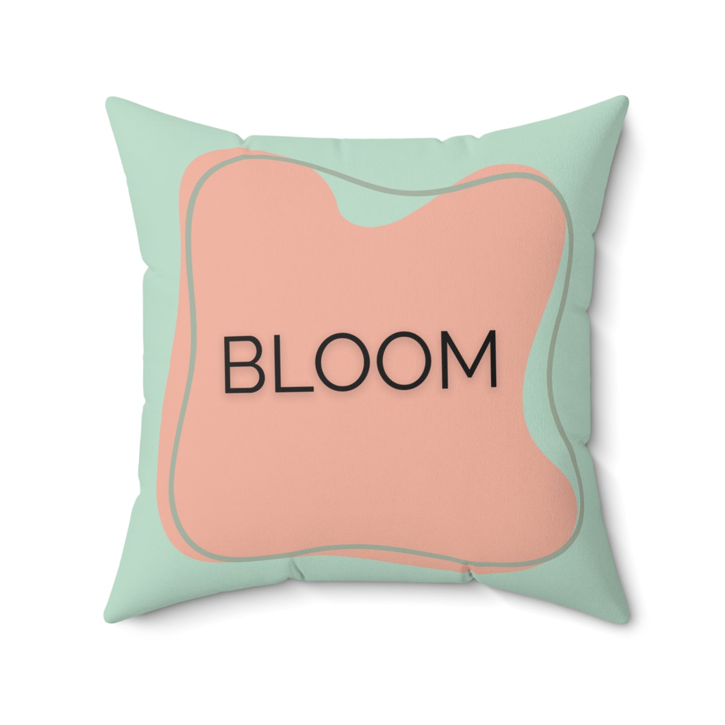 Bloom Throw Pillow  Peach and Sage Growth Accent Cushion Inspirational Word Decor for Home, Therapy Office, or Teen Space