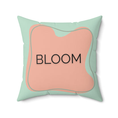 Bloom Throw Pillow  Peach and Sage Growth Accent Cushion Inspirational Word Decor for Home, Therapy Office, or Teen Space