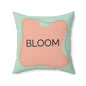 Bloom Throw Pillow  Peach and Sage Growth Accent Cushion Inspirational Word Decor for Home, Therapy Office, or Teen Space