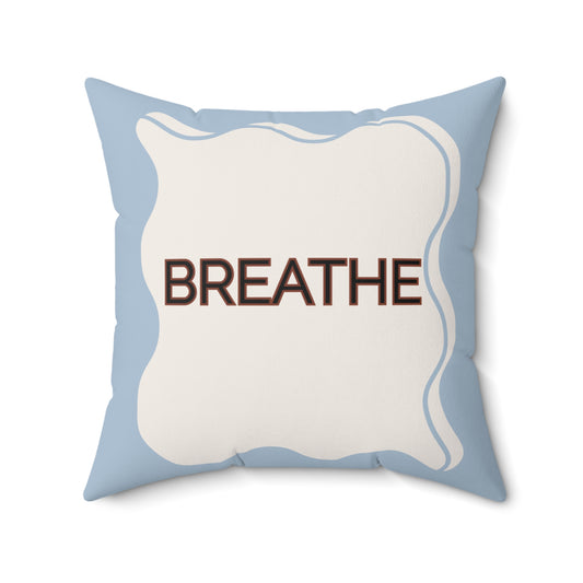 Breathe Throw Pillow Soft Blue Calm Accent Cushion for Therapy Rooms Bedrooms and Peaceful Spaces Autism Friendly Breath Pillow