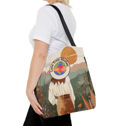 Environmental Earth Conscious Message Tote Eco Awareness Statement Earth Day Gift For Her Sustainable Woman-Owned Brand Stylish Boho Tote