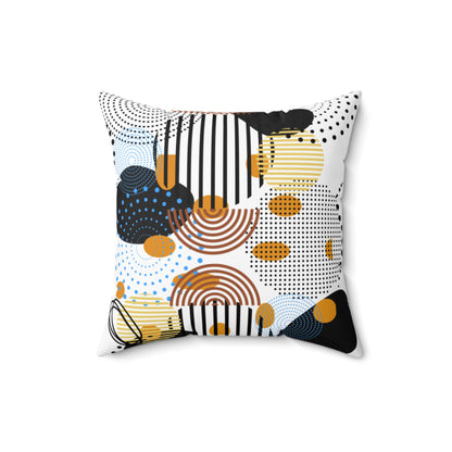 Circles Bars and Rocks Pillow – Modern Geometric Therapy Room Decor – Sensory Friendly Pattern Cushion for Calm Spaces
