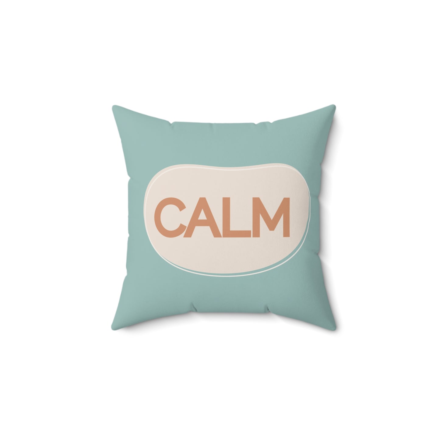 Calm Throw Pillow  Soft Teal and Cream Accent Cushion Modern Minimal Word Pillow Therapy Room or Home Decor Calming Accent Cushion