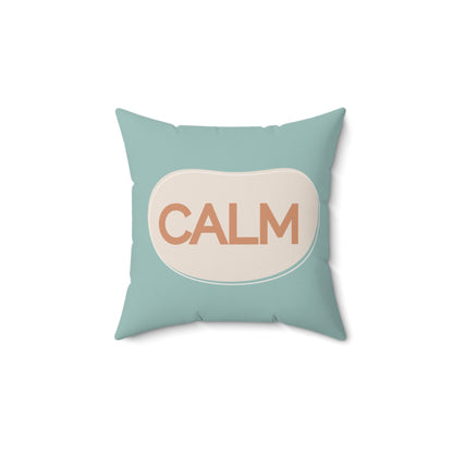 Calm Throw Pillow  Soft Teal and Cream Accent Cushion Modern Minimal Word Pillow Therapy Room or Home Decor Calming Accent Cushion