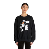Whimsical Ghost Courtship  Dance Halloween Sweatshirt Spectral Cartoon Romantic Music Fall Fashion Ghostly Courtship