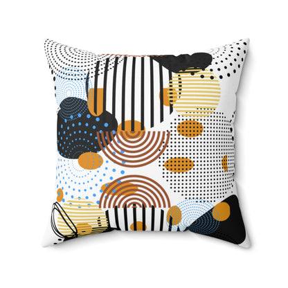 Circles Bars and Rocks Pillow – Modern Geometric Therapy Room Decor – Sensory Friendly Pattern Cushion for Calm Spaces