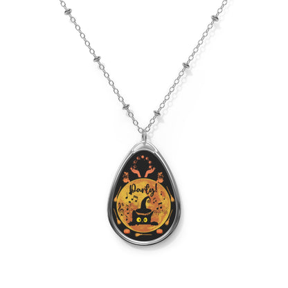 Black Cat Jewelry Halloween Necklace Music Notes Festive Party Necklace