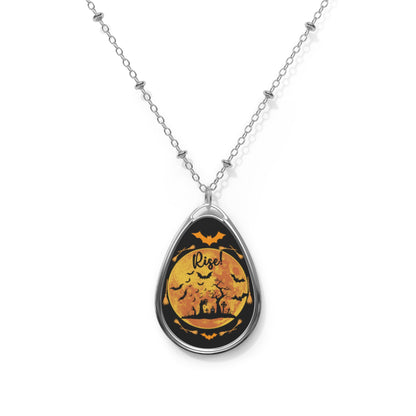 Halloween Night Spectacle Pendant Spooky Graveyard Scene Necklace Haunted Jewelry Unique Bats Chain Halloween Gift