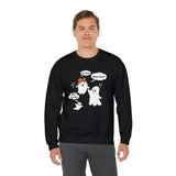 Whimsical Ghost Courtship  Dance Halloween Sweatshirt Spectral Cartoon Romantic Music Fall Fashion Ghostly Courtship