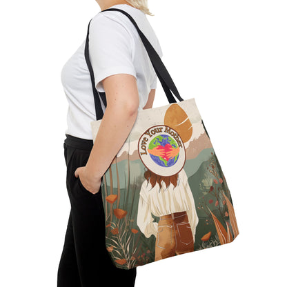 Environmental Earth Conscious Message Tote Eco Awareness Statement Earth Day Gift For Her Sustainable Woman-Owned Brand Stylish Boho Tote