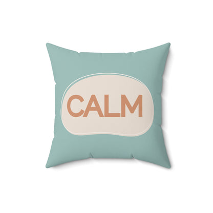 Calm Throw Pillow  Soft Teal and Cream Accent Cushion Modern Minimal Word Pillow Therapy Room or Home Decor Calming Accent Cushion