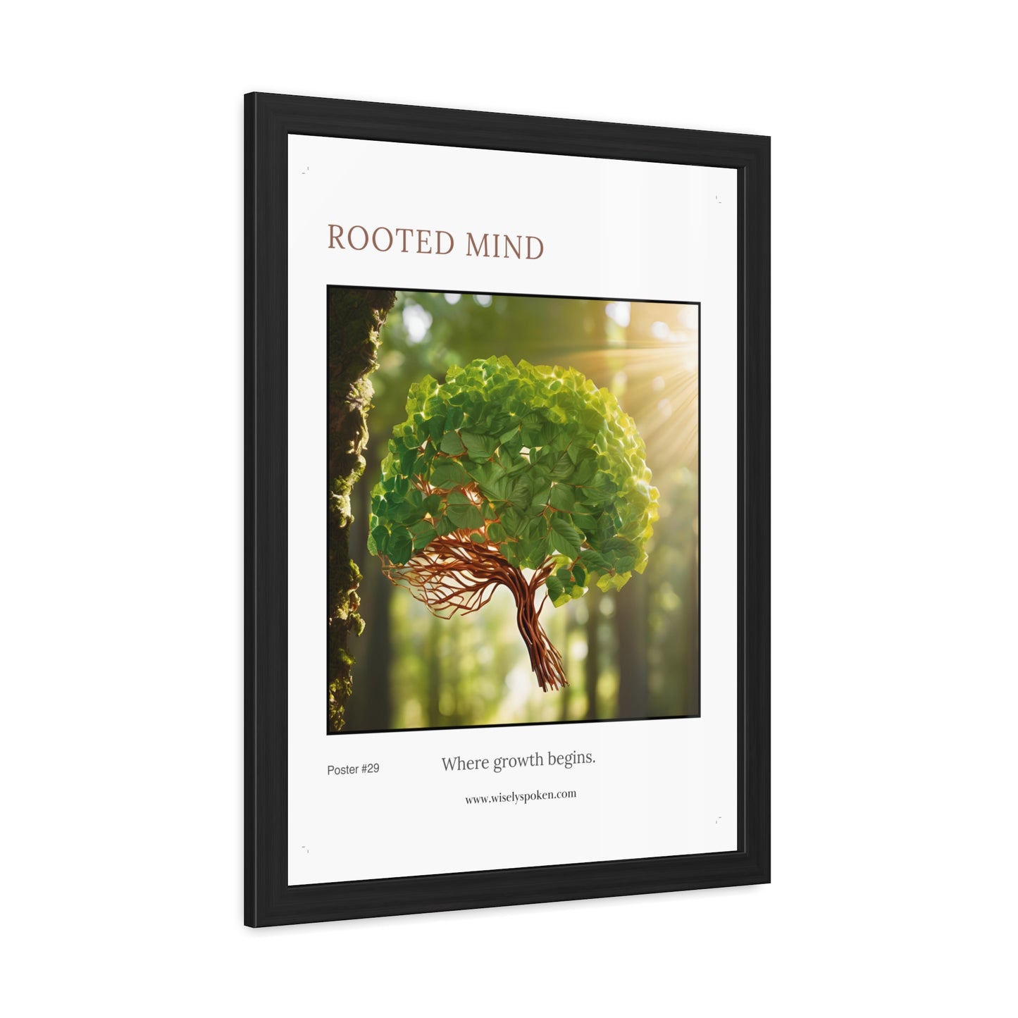 Rooted Mind Framed Wall Art Brain Tree Growth Print for Therapists, Counselors & Neurodiverse Spaces Inspirational Office Decor Gift