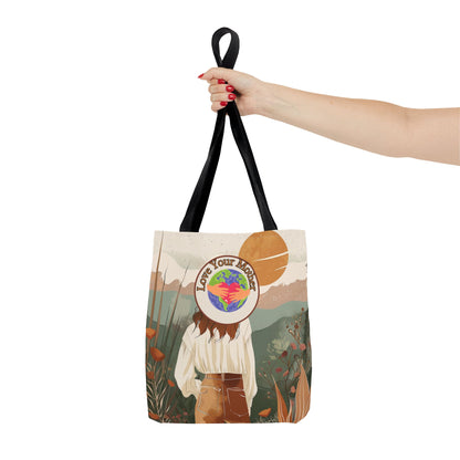 Environmental Earth Conscious Message Tote Eco Awareness Statement Earth Day Gift For Her Sustainable Woman-Owned Brand Stylish Boho Tote