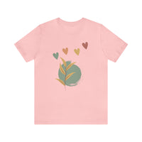 Minimalistic Boho Themed T Shirt for Men and Women Gift Shirt Hearts and Nature Plant Shirt