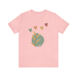 Minimalistic Boho Themed T Shirt for Men and Women Gift Shirt Hearts and Nature Plant Shirt