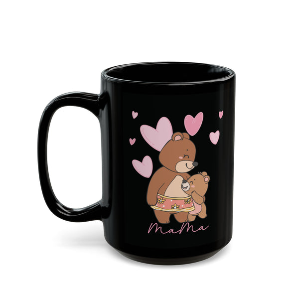 Mother's Day Gift for Mom Bear Black Keepsake Mug Bear Hug Mug Unique Mama Keepsake Gift Pink Heart Mug for Her Gift for Her Birthday