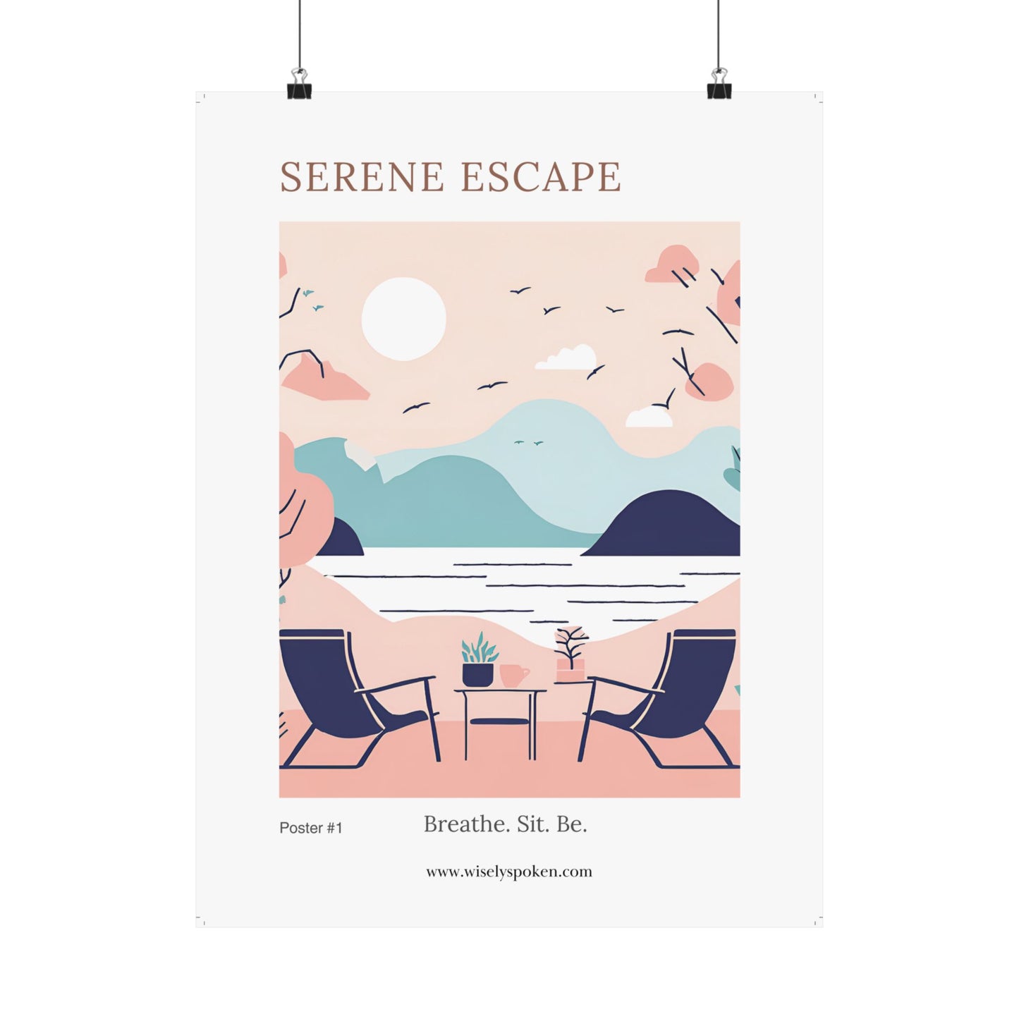 Modern Minimalist Couples Wall Art Print Serene Escape Self-Care Coastal Home Decor for Cozy Nooks Poster for Relaxation Mindful Decor