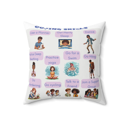 Coping Skills Throw Pillow Double-Sided Design Therapy Office Decor Supportive Space Collection Classroom Support Emotional Regulation