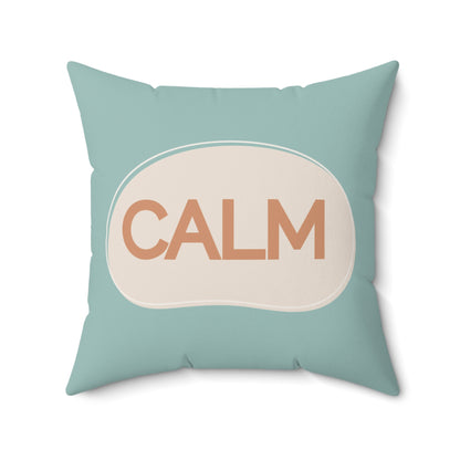 Calm Throw Pillow  Soft Teal and Cream Accent Cushion Modern Minimal Word Pillow Therapy Room or Home Decor Calming Accent Cushion